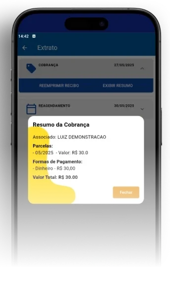 Tela do App de Cobrança com o resumo de uma cobrança