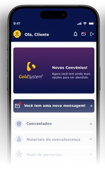 Tela inicial do GoldPag, o aplicativo do associado